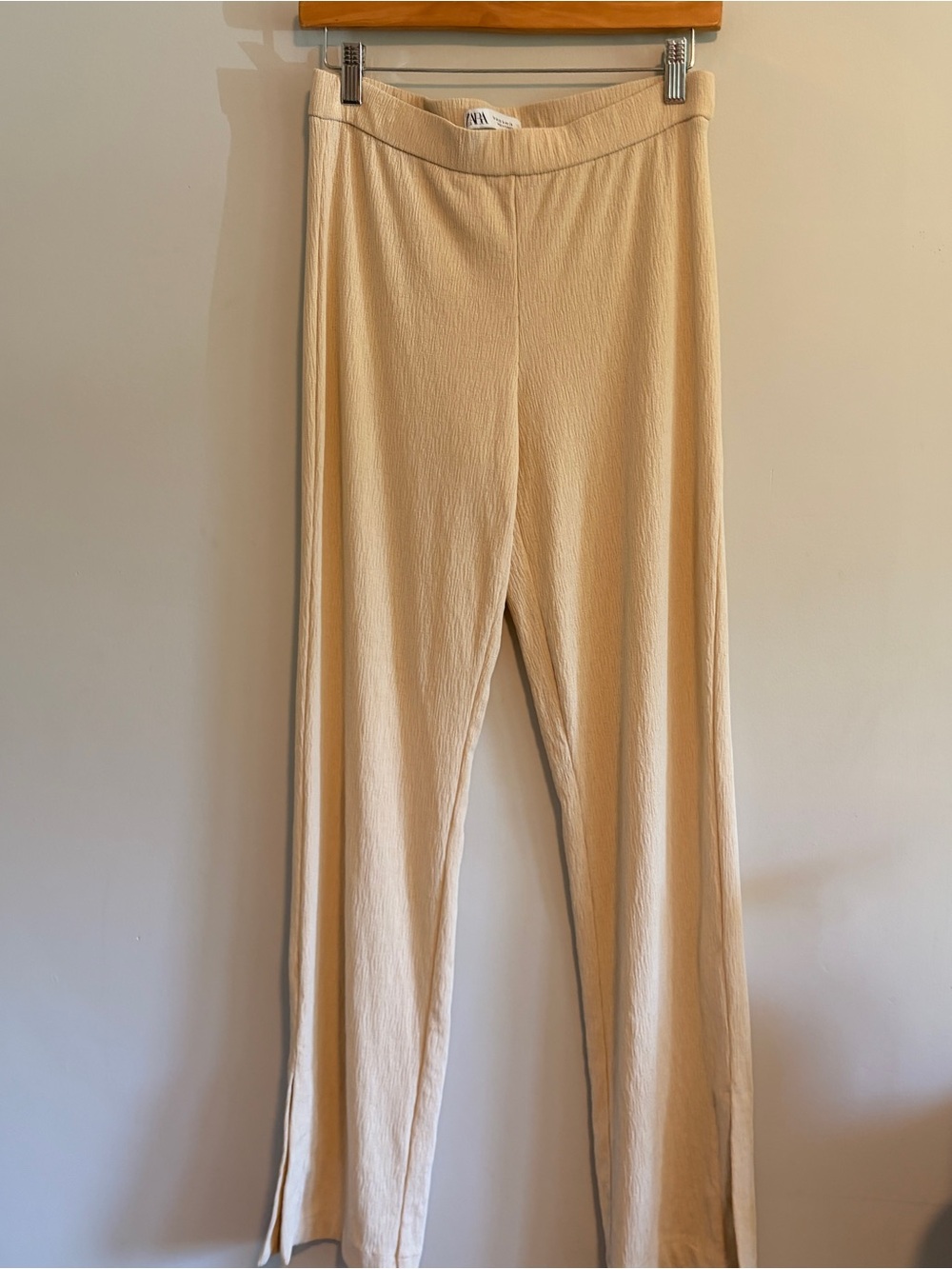 Zara High Rise Textured Knit Wide Leg Slit Pants Medium - Picture 6 of 6
